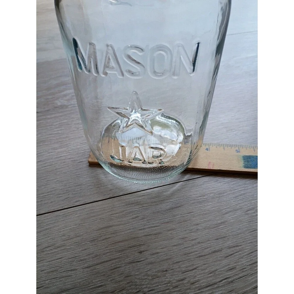 Vintage STAR Mason Jars Clear Glass Set of 2 Embossed Seals & Rims Included 70's